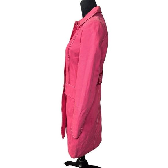 Banana Republic Bright Pink Cotton Trench Coat Barbie Small - Picture 7 of 16